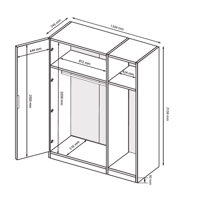 Шкаф гардеробный Фемели 3Д с зеркалом MiroMark купить