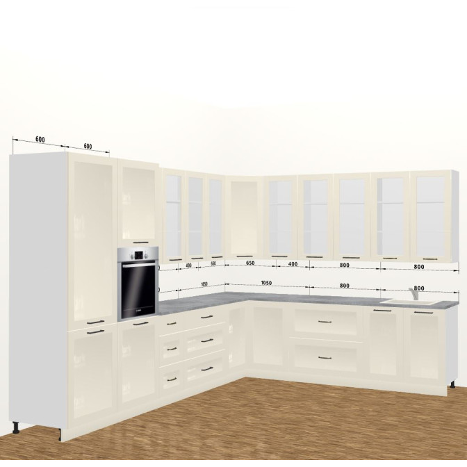 Кухня Винтаж 4,8 м В 900 Витрина Стандарт MiroMark