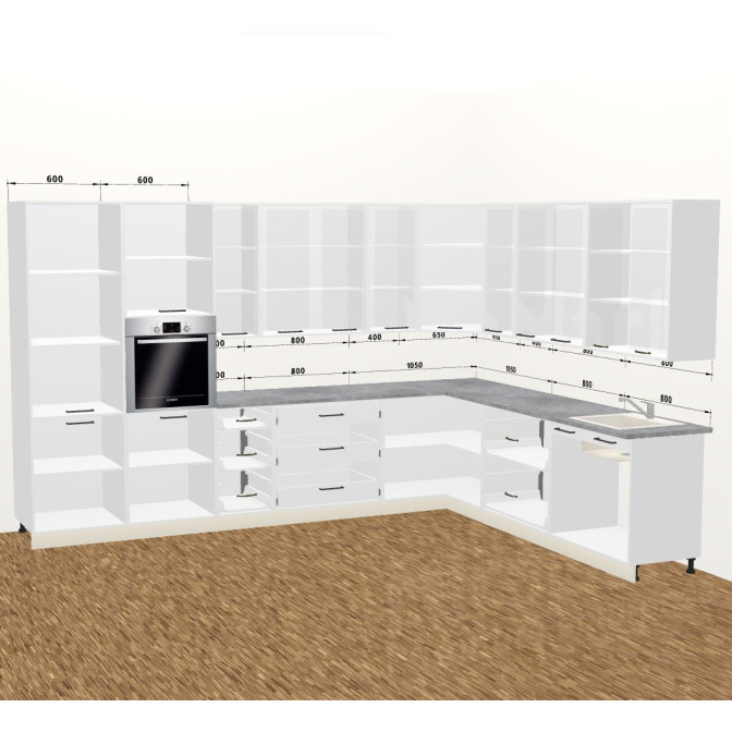 Кухня Винтаж 4,8 м В 900 Витрина Стандарт MiroMark