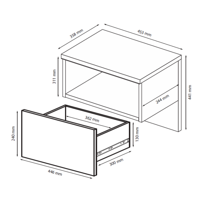 Тумба прикроватная подвесная Лука 1Шх комплект 2 шт MiroMark купить
