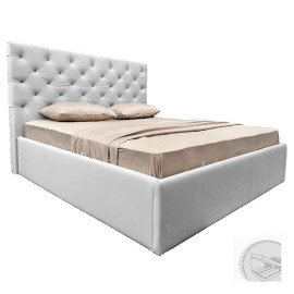 Кровать Мягкая обивка с каркасом Подъёмным механизмом 1,6x2,0 Ривьера / Riviera Светло - Серый Велюр MiroMark SF-66-RA/RV