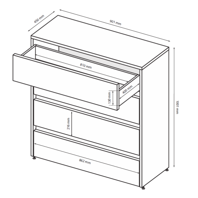 Комод 4Ящ Тибо / Tibo Супер Мат Белый MiroMark TB-64-WM
