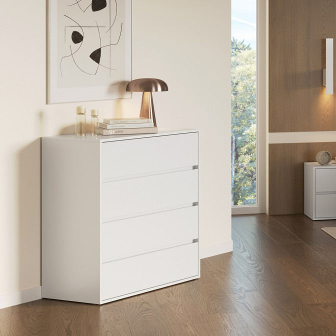 Комод 4Ящ Тибо / Tibo Супер Мат Белый MiroMark TB-64-WM