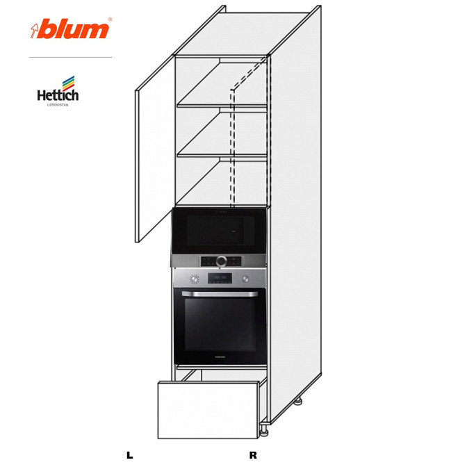 Кухонная секция Пенал Миллениум 60ПДМ1ШХ/2320 Духовка  +  Микроволновка Pro Blum  +  Hettich Правая ML-864W/9003R MiroMark
