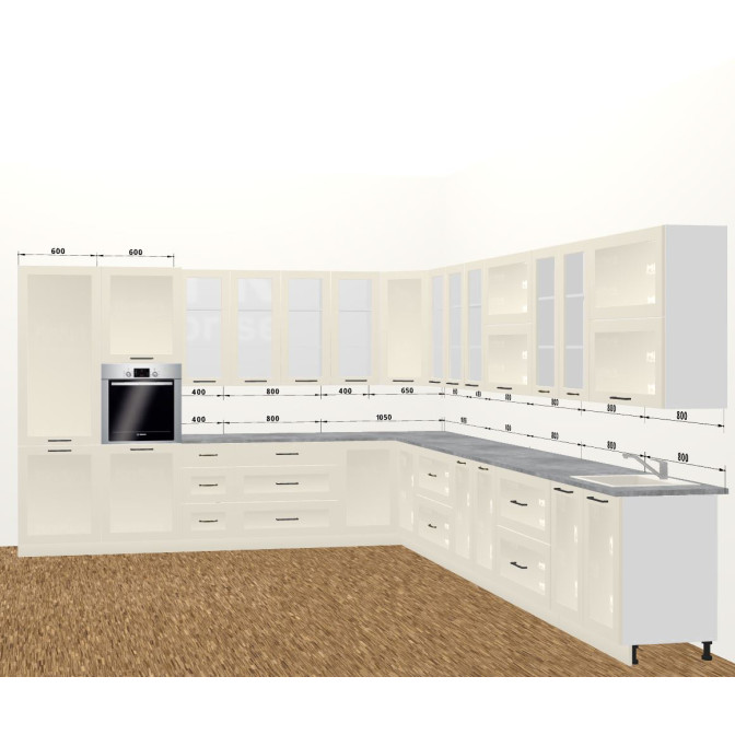 Кухня Винтаж 6,4 м В 900 Витрина Pro MiroMark