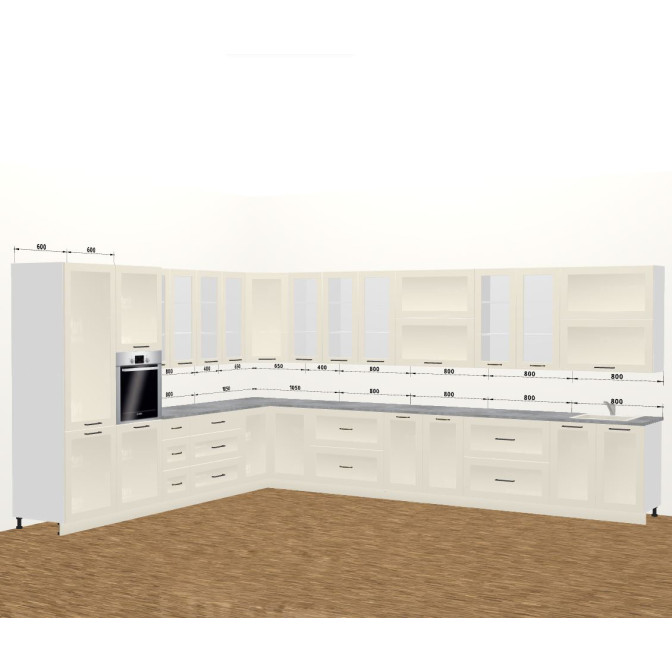 Кухня Винтаж 6,4 м В 900 Витрина Pro MiroMark