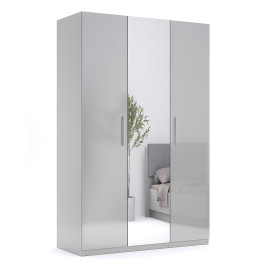 Шафа 3Дв із дзеркалом Меги / Megy Глянець Шиншила Сіра MiroMark MG-13-GG