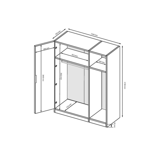 Шкаф 3Дв с зеркалом Меги / Megy Глянец Шиншила Серая MiroMark MG-13-GG