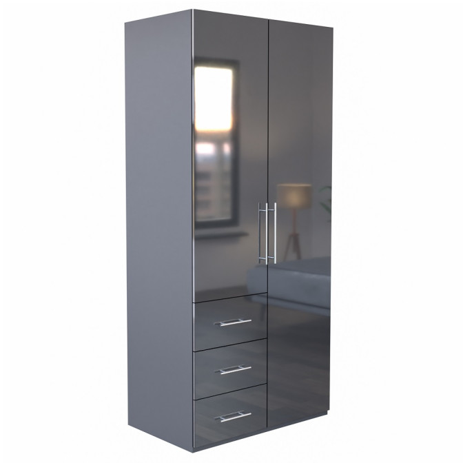 Шкаф 2Дв 3Ящ Магнум / Magnum Глянец Антрацит MG-12-AN