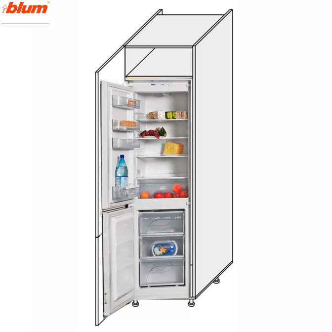 Кухонная секция Винтаж Пенал 60ПХ/2140 Холодильник Pro Blum VN-767W/9003 MiroMark