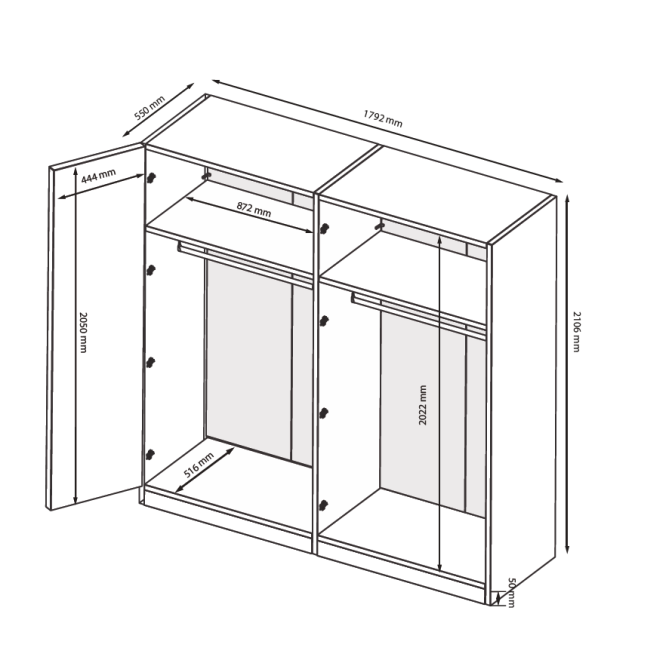 Шкаф 4Дв без зеркала Меги / Megy Глянец Шиншила Серая MiroMark MG-24-GG