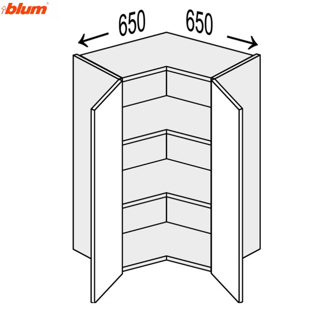Кухонная секция Винтаж верхняя Угол В 90° 650х650/900 2дв Pro Blum VN-594W/9003 MiroMark