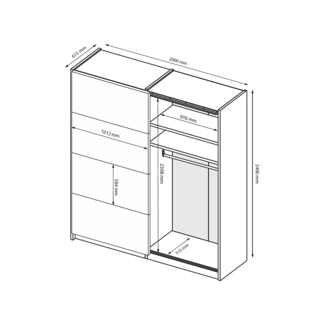 Шкаф-купе 2,0х2,4 Лори / Lory Глянец Кашемир MiroMark LR-85-GC