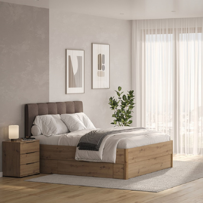 Кровать с ящиками для белья 1,8х2,0 Тедди / Teddy Дуб Артизан MiroMark TD-38-OA