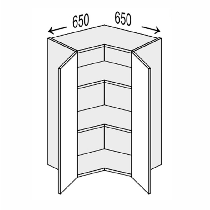 Кухонная секция Мери верхняя Угол В 90° 650х650/900 2дв MR-592W/9003gl MiroMark