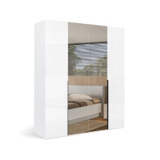 Шкаф 4Дв с зеркалом Мила / Mila Глянец Белый MiroMark MA-14-WB