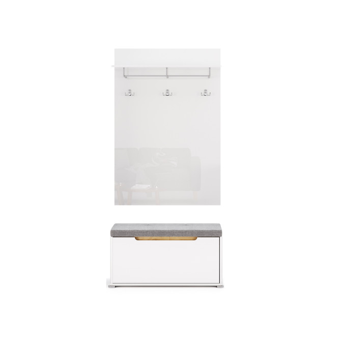 Комплект у передпокій Стелла / Stella Глянець Білий Вішалка, Тумба 1Дв MiroMark