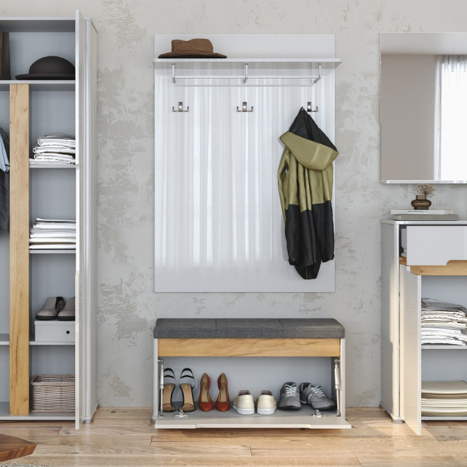 Комплект у передпокій Стелла / Stella Глянець Білий Вішалка, Тумба 1Дв MiroMark