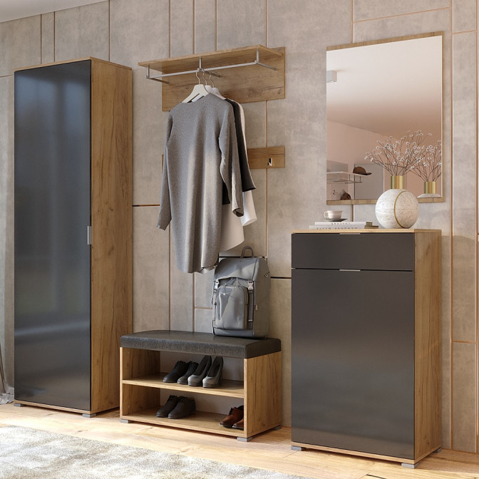 Передпокій Місяць Шафа 1Дв без дзеркала Пуфік Вішалка Дзеркало 600 Комод 1Дв1Шх MiroMark купити