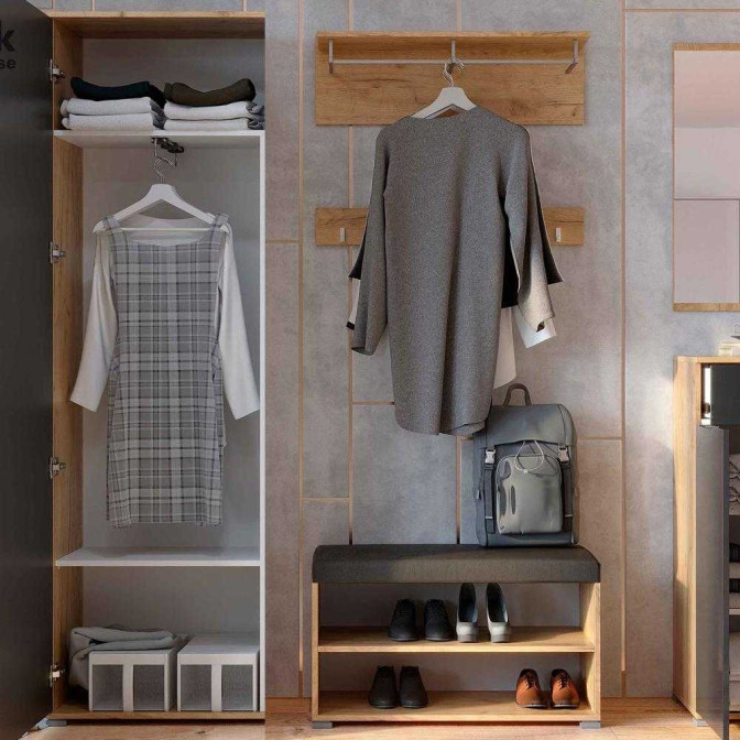 Передпокій Місяць Шафа 1Дв без дзеркала Пуфік Вішалка Дзеркало 600 Комод 1Дв1Шх MiroMark купити