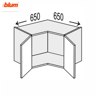 Кухонна секція Міленіум WG верхня Кут В 90° 650х650/360 2дв Pro Blum ML-191W/01 MiroMark