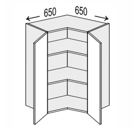 Кухонная секция Винтаж верхняя Угол В 90° 650х650/720 2дв VN-492W/9003 MiroMark