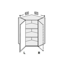 Кухонная секция Миллениум верхняя Угол В 45° 600х600/720 1дв Правая ML-495W/9003R MiroMark