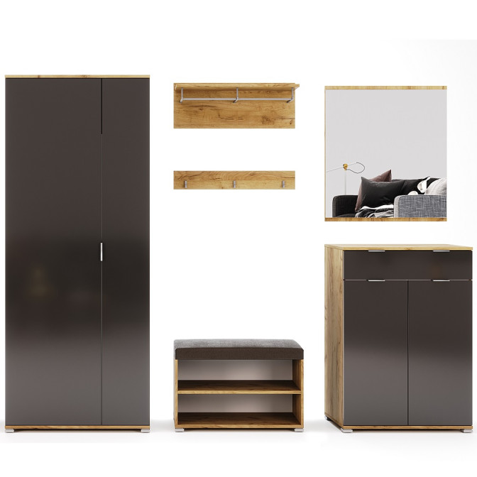 Передпокій Місяць Шафа 2Дв без дзеркала Пуфік Вішалка Дзеркало 800 Комод 2Дв1Шх MiroMark купити