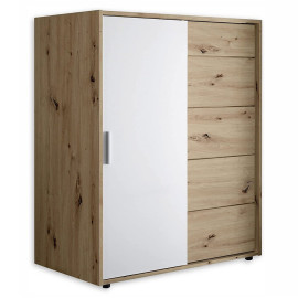 Комод 1Дв 5Ящ Кейс / Case Дуб Артизан - Белый MiroMark 38310T2M