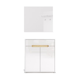 Комплект у передпокій Стелла / Stella Глянець Білий Комод 2Дв 1Ящ, Дзеркало MiroMark