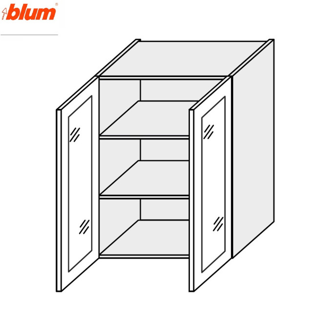 Кухонная секция Мери верхняя 80В/720 2дв Витрина Pro Blum MR-487W/9003gl MiroMark