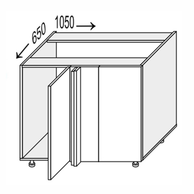 Кухонная секция Мери нижняя Угол Н 90° 1050х650/820 1дв MR-093W/9003gl MiroMark