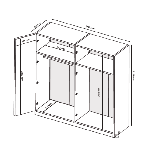 Шкаф 4Дв Луиза / Luiza Глянец Белый MiroMark LZ-24-WB
