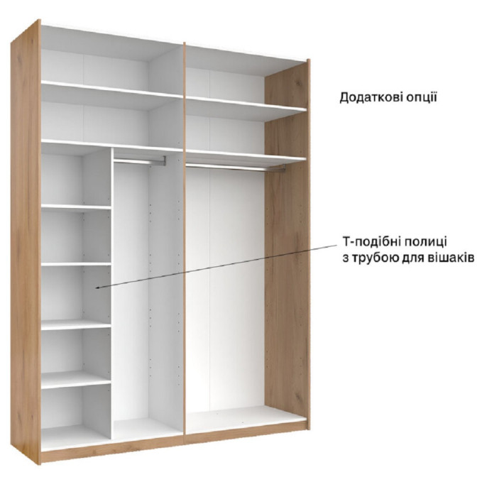 Шафа-купе 2000*2400 Місяць / Luna Дуб Крафт - Мат Лава MiroMark LN-86-LV