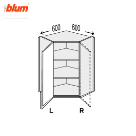 Кухонная секция Миллениум WG верхняя Угол В 45° 600х600/720 1дв Pro Blum Левая ML-496W/01L MiroMark