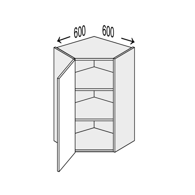 Кухонна секція Лео верхня кут 45° 600х600/900 1дв LE-595W/06 MiroMark