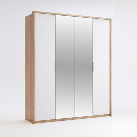 Шафа 4Дв із дзеркалом Асті / Asti Глянець Білий - Дуб Крафт MiroMark AS-14-WB