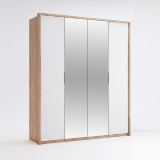 Шафа 4Дв із дзеркалом Асті / Asti Глянець Білий - Дуб Крафт MiroMark AS-14-WB
