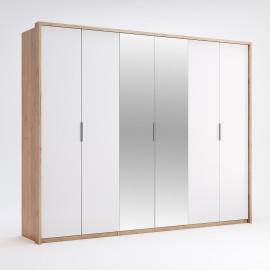 Шкаф 6Дв с зеркалом Асти / Asti Глянец Белый - Дуб Крафт MiroMark AS-16-WB