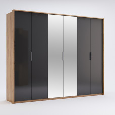 Шафа 6Дв із дзеркалом Місяць / Luna Дуб Крафт – Мат Лава MiroMark LN-16-LV