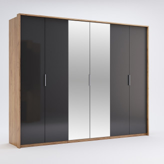 Шафа 6Дв із дзеркалом Місяць / Luna Дуб Крафт – Мат Лава MiroMark LN-16-LV