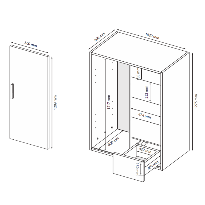 Комод 1Дв 5Ящ Кейс / Case Графит MiroMark 3831029M