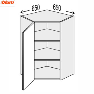 Кухонная секция Винтаж верхняя Угол В 45° 650х650/720 1дв Pro Blum VN-493W/9003 MiroMark