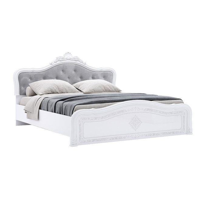 Кровать без каркаса 1,8х2,0 Люкс Луиза / Luiza Глянец Белый MiroMark LZ-39-WB