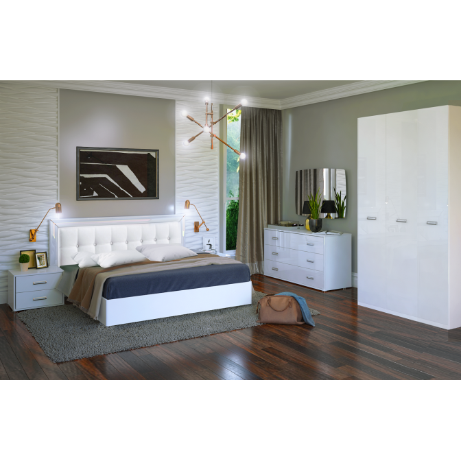 Комплект спальни Белла 3Дв Шкаф 3Дв БЗ Кровать 1,6 МС Тумба 2Шх 2шт Комод 3Шх Зеркало MiroMark купить