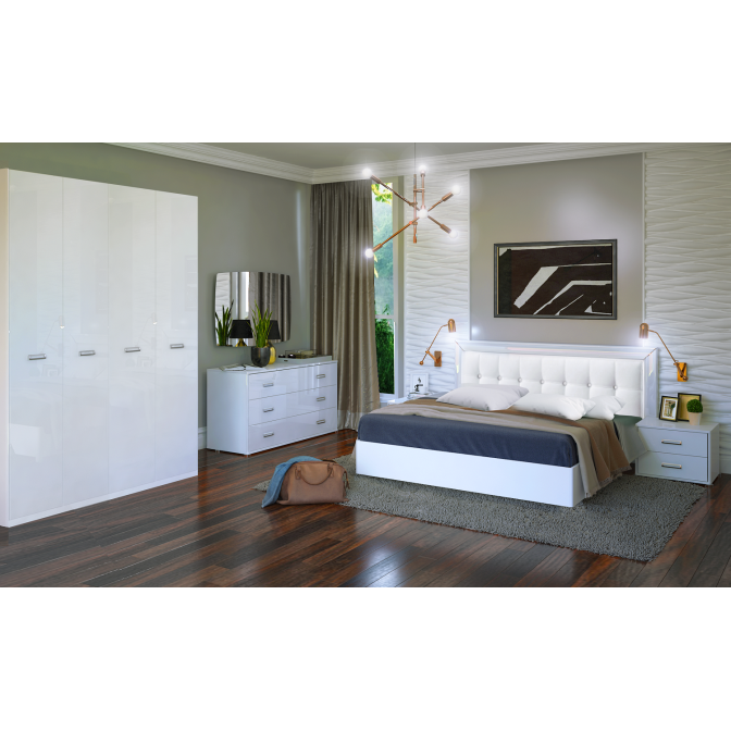 Комплект спальні Белла 4Дв Шафа 4Дв БЗ Ліжко 1,6 МС Тумба 2Шх 2шт Комод 3Шх Дзеркало MiroMark купити