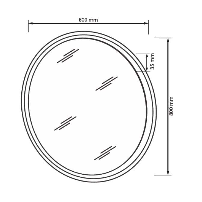 Дзеркало 800*800 Енні / Annie Глянець Чорний MiroMark EN-82-BL