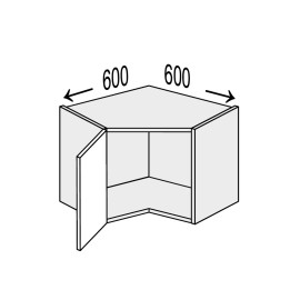 Кухонная секция Глори верхняя угол В 45° 600х600/360 1дв GL-192W/01 MiroMark