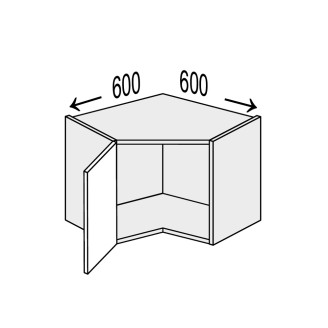 Кухонна секція Глорі верхня кут 45° 600х600/360 1дв GL-192W/01 MiroMark