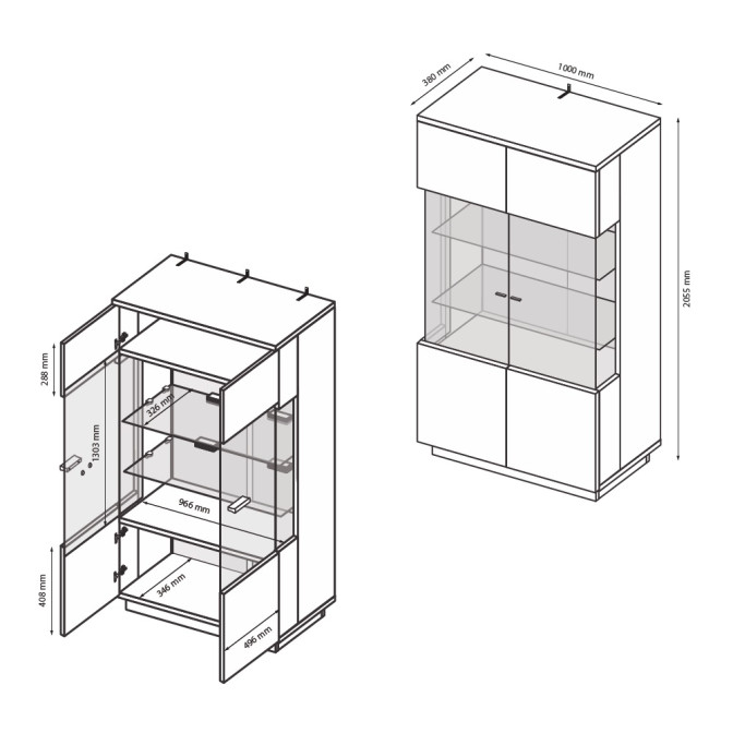 Сервант 2Дв Місяць / Luna Мат Лава - Дуб Крафт MiroMark LN-113-LV